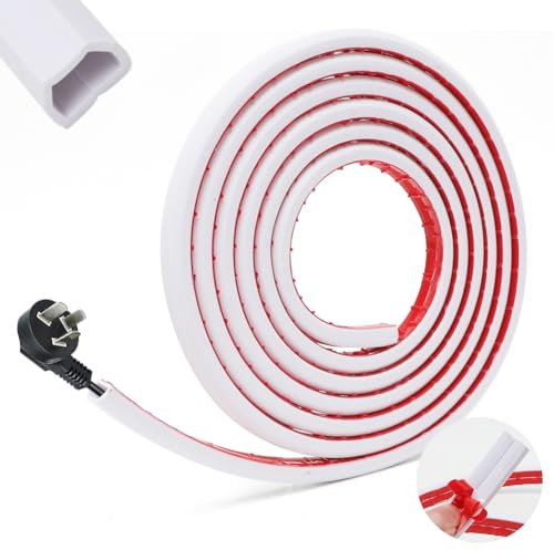 Umllpet Mini goulotte de câble autocollante 3 m - Semi-ronde - Blanc - Pour protection des câbles - Résistant aux intempéries - Goulotte pour cacher 1 câble