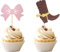 SYKYCTCY 24 Pack Boots or Bows Cupcake Toppers Glitter Boy or Girl Cupcake Picks for Gender Reveal Theme Baby Shower Boys Girls Birthday Party Cake Decorations Supplies Brown and Pink