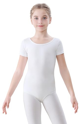 FONLAM Ballettkleidung Turnanzug Mädchen Kurzarm Ballett Trikot Gymnastikanzug Tanzbody Baumwolle Kinder