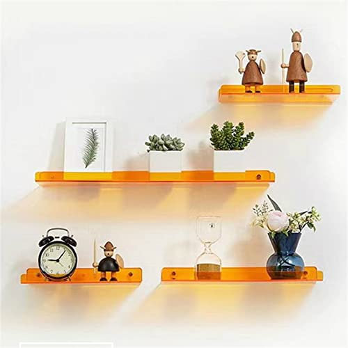 YBAAKZIIR Schwimmende Acryl-Wandregale, 4er-Pack schwebende Regale aus Acryl, an der Wand montiertes unsichtbares Badezimmer-Duschregal(Orange)