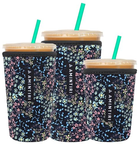 3 Pack Reusable Neoprene Sleeve for Iced & Hot Drinks, Compatible with Starbucks, Dunkin' Coffee Cup. (Early Spring)