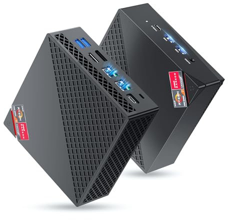 NiPoGi AM06 PRO Mini PC АMD Ryzen 7 5825U(8C/16T, bis zu 4,5 GHz), 32GB(2*16GB) DDR4 512GB M.2 SSD Mini Desktop Computer WiFi 6, RJ45 Dual LAN, 4K Triple Display Micro-PC mit VESA für Schule/Büro/HTPC