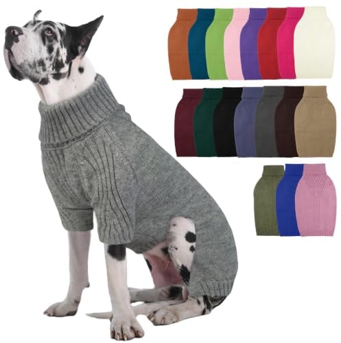 IECOii Hundepullover Weihnachten Sweater für Hunde,Hundepullover für Mittelgroße große Hunde,Warm Rollkragen Hunde Pullover,Winter Hundebekleidung for Französische Bulldogge,Labrador Hundepulli