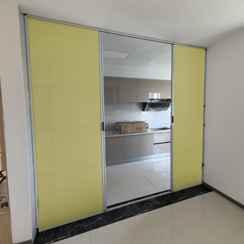Porte AccordéOn Coulissante Pliante 158 168 173 cm 178 183 188 198 203 cm Porte accordéon double, portes pliantes intérieures pour cuisines/placard/buanderie/porte intérieure - avec rail supérieur(Yel