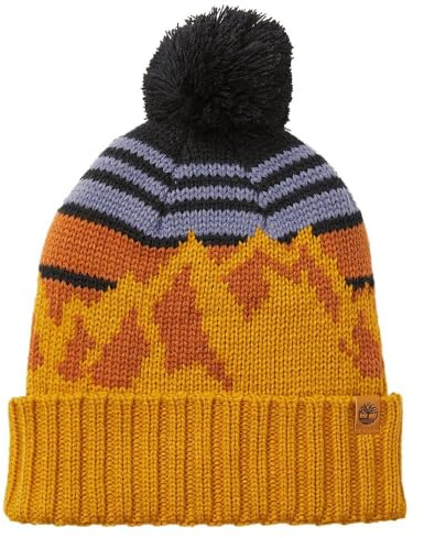 Timberland Mountain Jacquard Hat Herren Mütze mit Bommel, Chai Tea, One size