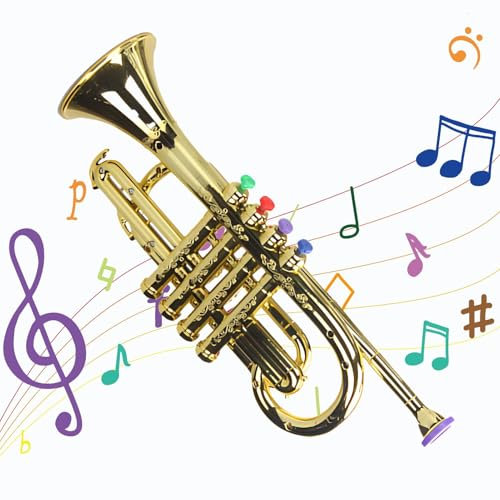 Kindertrompete - Trompete Mit 4 Farbigen Ventilen/Noten - Simulation Kindertrompete Musikinstrument Spielzeug - Spaß Musikspielzeug | Für Kinder