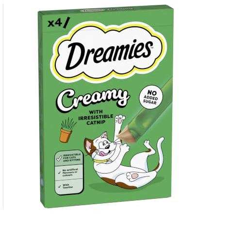 DREAMIES Creamy Katzenminze Cremige Leckerlis für Katzen mit Katzenminze Multipack 5x4x10g (20 Portionen)