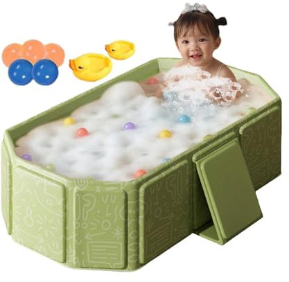 jamgeery Baignoire portable pour les, baignoire pliable bébé - Grande baignoire pour les tout-petits baby baby baby - Bassin de douche portable, comprend 5 balles, 2 canards, jouet d'eau pour les de