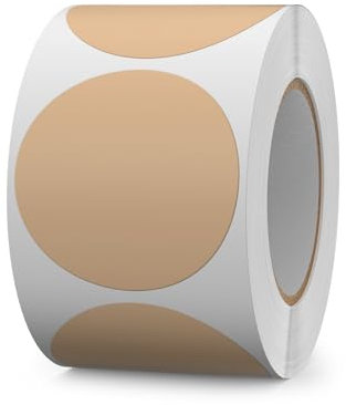 FINDAT Braun Selbstklebend Etiketten 50 mm Rund Vinyl Rolle Wasserdichte Klebeetiketten Universal Aufkleber für Büro DIY Umzug Lagerregale 500 Stück