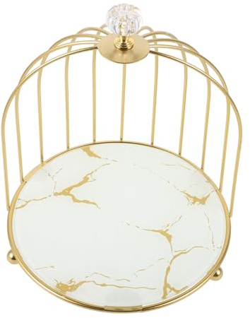 Gatuida Metall Tortenständer Vogelkäfig-design Präsentationsständer Für Desserts Hochzeitstische Geburtstagsfeiern Mit Goldfinish Und Weißen Details Für Stilvolle Optik