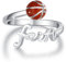 Basketball Ringe 925 Sterling Silber Basketball Offener Ring Kreuz Glaube Ringe Religiöse Geschenk für Damen Mädchen