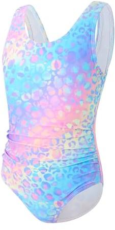 DivingBirds Girls Swimming Costume Padded Bras One Piece Kids Swimsuit Neon Swimming Suit for Girls Bathing Suits UV Sunsafe Swimwear Beach Pool,Light Blue 10-11 Years