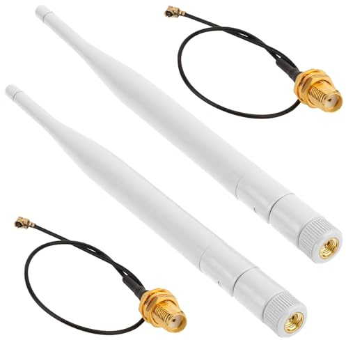 2 Pack 868MHz LORA Antenna 5dBi Gain Omni SMA Male Connector + RF Antenna Adapter Cable (Weiß)