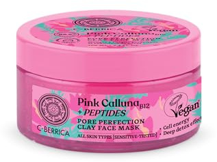 Natura Siberica C-Berrica Pink Calluna Pore Perfection Clay Face Mask – Tonerde Gesichtsmaske mit Hyaluron – reinigt Poren, entfernt Talg & Unreinheiten – Glow Gesichtspflege – 100 ml
