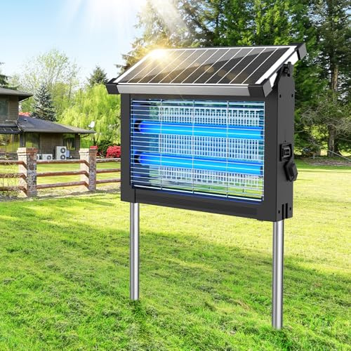 Dnenellr Lampada Antizanzare Solare da Esterno, Zanzariera Elettrica 4500V, Impermeabile IPX5, Ricaricabile USB-C, Batteria 4000mAh, Senza Fili con Picchetto per Giardino, Prato, Terrazzo, Campeggio