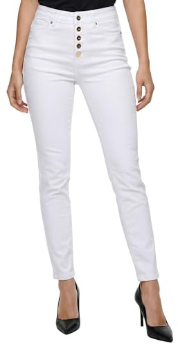 Tazzio Damen Jeans Skinny Fit, High Waist, Stretch, goldene Knopfleiste F136