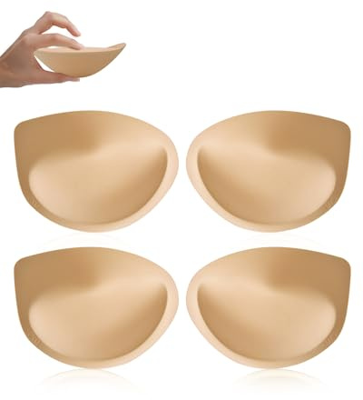 KSang Super Thick Bra Pads Inserts for Push Up 2 Pairs Breast Enhancers | Sport Padding Add 1 Cups Women Dresses Swimsuits Sport -Beige AA/A/B/C/D