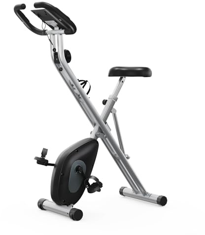 Sweetcrispy Heimtrainer Fahrrad Klappbar, Schwarz und Grau