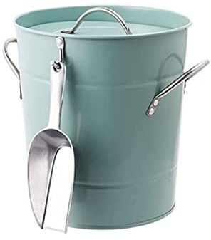 Stainless Steel Cooler Bucket Metal Insulation Ice Bucket with Shovel Lid Multicolor 19.6 * 20.6cm(Blue)