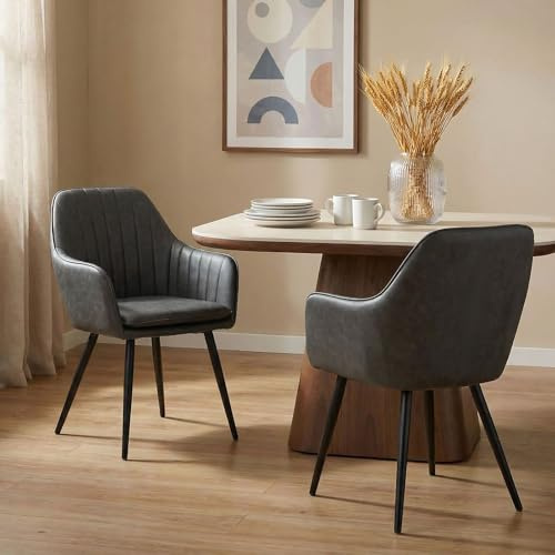 IDIMEX Esszimmerstühle ETTA 2er Set, Grau - Polsterstühle mit Kunstlederbezug, Essstühle ergonomisch geformt mit stabilem Metallgestell, vielseitig kombinierbar [max. Belastbarkeit 120 kg]