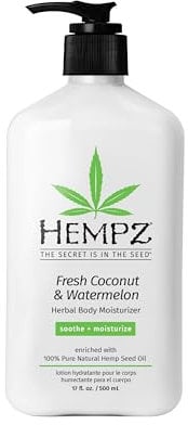 Hempz Natural Hemp Seed Oil Body Moisturiser Lotion Cream with Shea Butter and Ginseng 500ml/17 Fl.Oz - Fresh Coconut and Watermelon