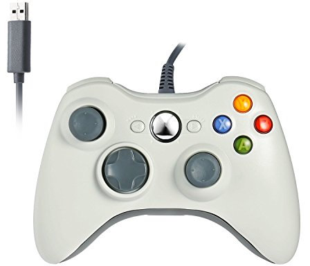Molyhood Manette Filaire Xbox 360 Filaire Gamepad Controller du Contrôleur de Jeu Filaire pour Xbox 360 Slim et PC Ordinateur Portable Windows 7 (Blanc)