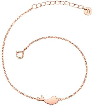 GLANZSTÜCKE MÜNCHEN Damen-Armband Wal Sterling Silber rosévergoldet - Armkettchen mit Anhänger Silberarmkettchen Freundschaftsarmbänder