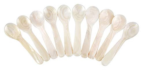 DUEBEL Cucchiaino in Madreperla, 10 Cucchiai per Caviale, Cucchiaini Madreperla, Cucchiaino Caviale da 8 cm x 2,3 cm