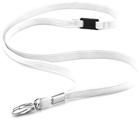 CKB LTD Premium Lanyards Umhängeband mit Breakaway und Drehgelenk Metall Clip für Ausweishalter Lanyard Einfarbig Weiß Packung mit 100