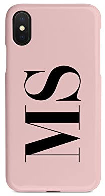 Tirita Personalised Initials Custom Hard Phone Case Compatible with iPhone Xs Max PRINTED GLITTER, NOT REAL GLITTER Fashion Stylish Monogram Black Font Black
