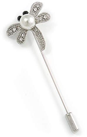 Avalaya Broche en forme de libellule Argenté 65 mm L