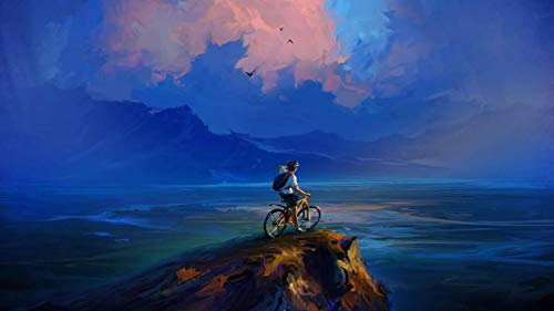 GDNUCLKE paint by numbers for adults,Painting by Numbers,Junior Paint by Numbers,Paint by Number Kits for Adults-Cycling Rock Cliff Art Cloud Sea