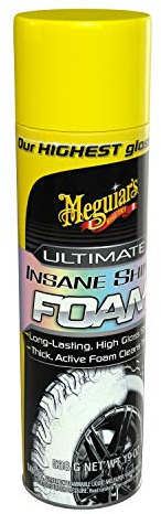 Meguiar's Ultimate Insane Shine Foam, Long-Lasting Tire Shine for an Extreme Shine and Gloss, Rich, Dark and Consistent Finish, No Wiping or Rinsing Required, 19 Oz