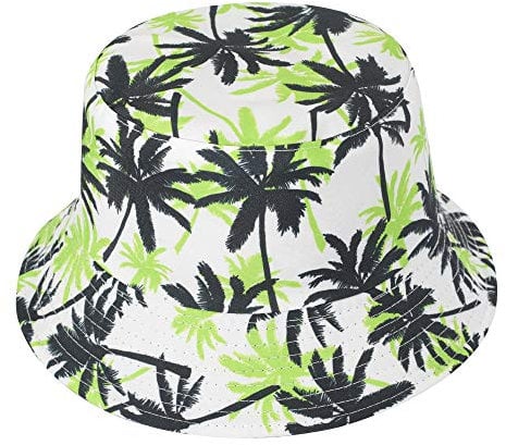 ZLYC Unisex Bucket Fischerhut, Grüne Palme, One Size