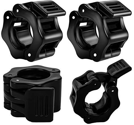 4 PCS Barbell Clamps Collars Olympic Bar Clips 1Inch Quick Release Professional Locking Collars For Fitness Weightlifting Strength Training
