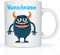 Print-Klex Tasse mit Namen und Grünen Monster Blau Motiv Bedruckt Namenstasse Namensbecher Monster für Jungen Kindertasse Keramiktasse Weiß Geschenktasse Spruchtasse mit Druck Kinder Tasse 330ml