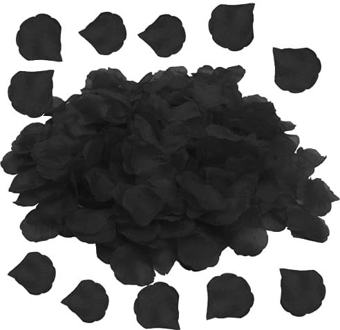 1200 Pieces Rose Petals, Artificial Rose Flowers No-Taste Emulation Rose Petals for Romantic Scenes Wedding Anniversary, birthday, Confession Decoration, Waterproof and Do Not Fade (Black)