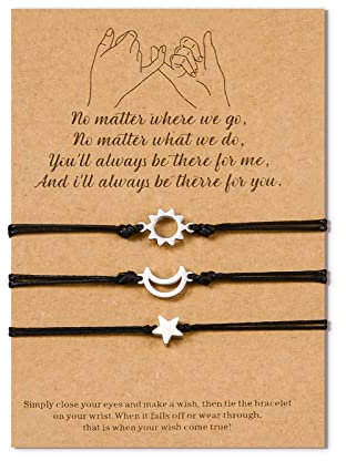 VU100 3 PCS Armband Sonne Mond Sterne Gewebtes Freundschaft Passendes Armband,Mädchen Männer Familie bester Freund Mutter Tochter,Schmuckgeschenke Weihnachten Erntedankfest