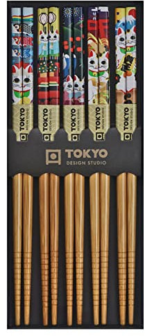 Tokyo - Palillos chinos, japoneses, coreano, reutilizables, 5 unidades