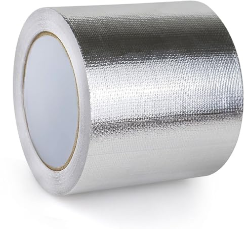 XZRDINGJIE - Nastro adesivo in fibra di vetro, nastro isolante per condotti ad alta temperatura, resistente, in alluminio, rinforzato, impermeabile, 10 x 25 m