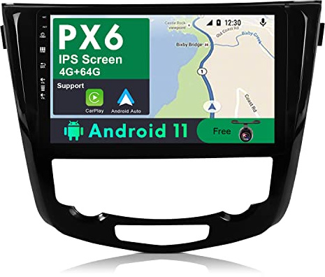 JOYX PX6 Android 10 Autoradio Passt für Nissan X-Trail Qashqai J11 Rouge (2014-2018) - 4G+64G - Kamera KOSTENLOS - 2 Din 10.1 Zoll - Unterstützen DAB SWC HDMI 4K-Video 4G WiFi BT Carplay Android Auto