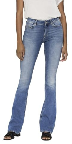 ONLY Damen Onlblush Life Mid Flared Dnm Tai467 Noos Jeans, Light Blue Denim, XL / 34L EU