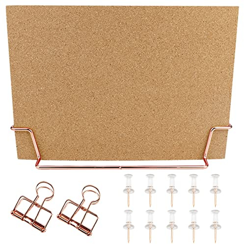 Cork Board Bulletin Board,Frameless Cork Board 12.6x9 inch Double Sided Pin Board with Stand for Home Office School Message Board or Picture Board (Rose Gold)