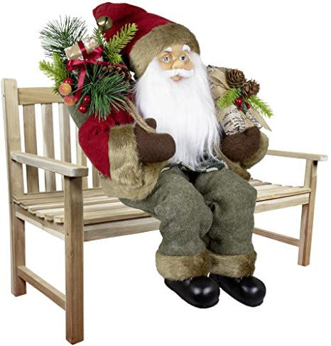 Christmas Paradise Sitzender Weihnachtsmann 45cm Deko-Figur Kantenhocker Santa Nikolaus (Modell Leik)
