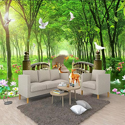 BOVZOX Papier Peint Panoramique Forêts et animaux Taille:L200CMxH175CM 3D Moderne Papier Peint 3D Intissé Décoration Murale Intissé Chambre Salon Decoration