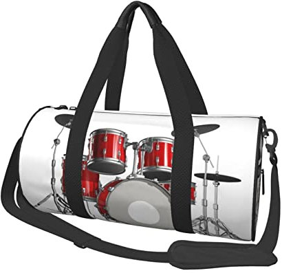 Cool Drum Set Bedruckte Reisetasche Duffel Bag Runde Sport Tote Bag Fitness Tasche Multifunktionale Reisetasche Unisex, Cooles Schlagzeug-Set, Einheitsgröße