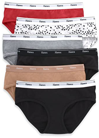 Hanes Originals Women's Underwear, Stretch-Cotton Women's Hipster Panties, Basic Assorted Colors, 6-Pack