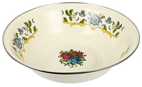 Yardwe Camping Zubehör Emaille Schüssel Suppenbecken Vintage Emaille Rührschüssel Groß Salat Servierschüssel Emaille Waschbecken Aufbewahrungsbecken Für Nudeln Salat Ramen Hochzeitsdeko