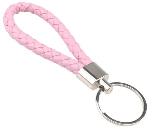 ZningEsxi Geflochtene Leder Schlüsselanhänger 1Pc Weben Seil Schlüsselanhänger Auto Autoschlüsselanhänger Einfach Schlüsselbund Damen Anhänger - Rosa