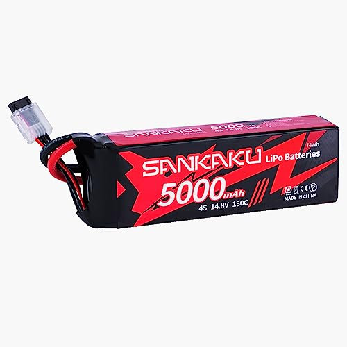 SANKAKU 130C 4S Lipo Battery 5000 mAh 14.8 V Lipo EC5 Plug for RC Buggy Vehicles Car Truck Tank Boat Hobby